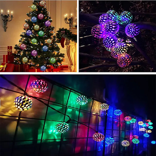 LED Outdoor Solar String Lights in multicolor used for decoration