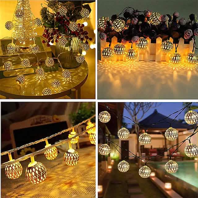 LED Outdoor Solar String Lights in warm white used for decoration