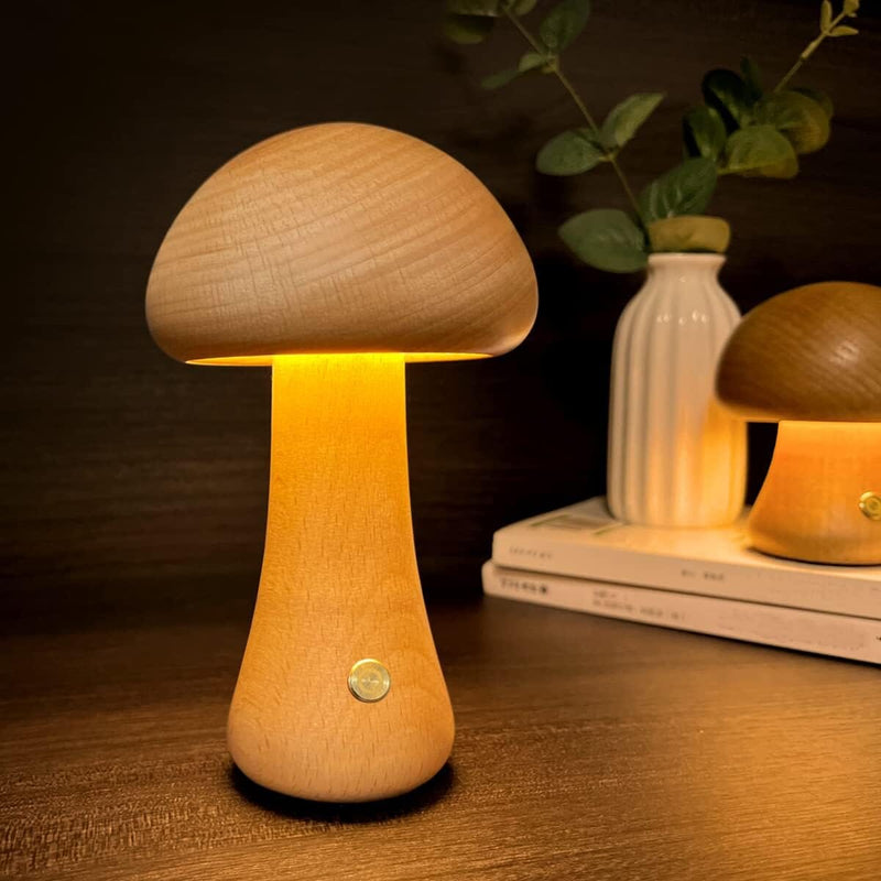 LED Rechargeable Creative Mushroom Table Lamp Indoor Lighting Brown L - DailySale