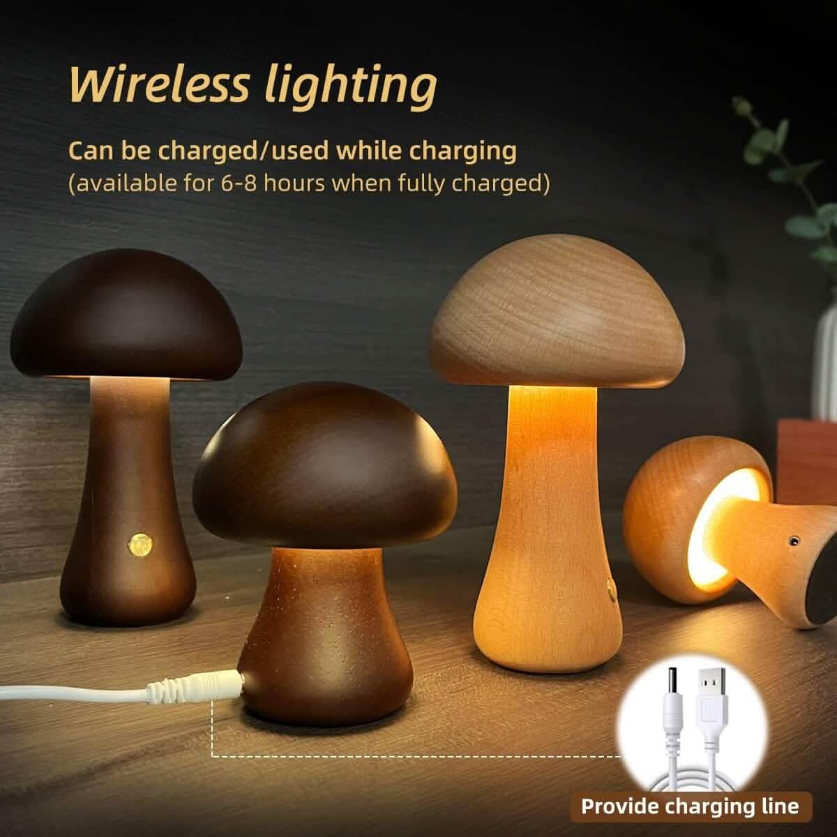LED Rechargeable Creative Mushroom Table Lamp Indoor Lighting - DailySale