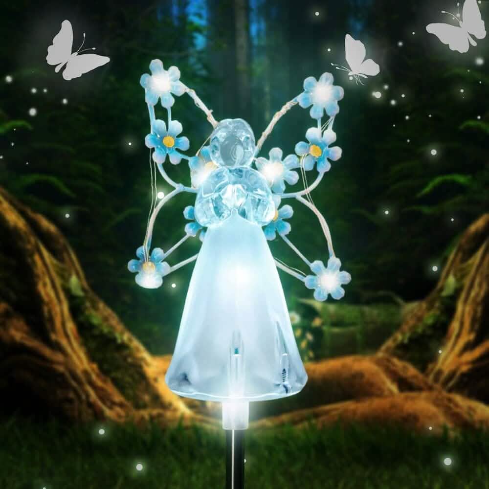 LED Solar Angel Garden Stake Lights Outdoor Lighting Blue - DailySale