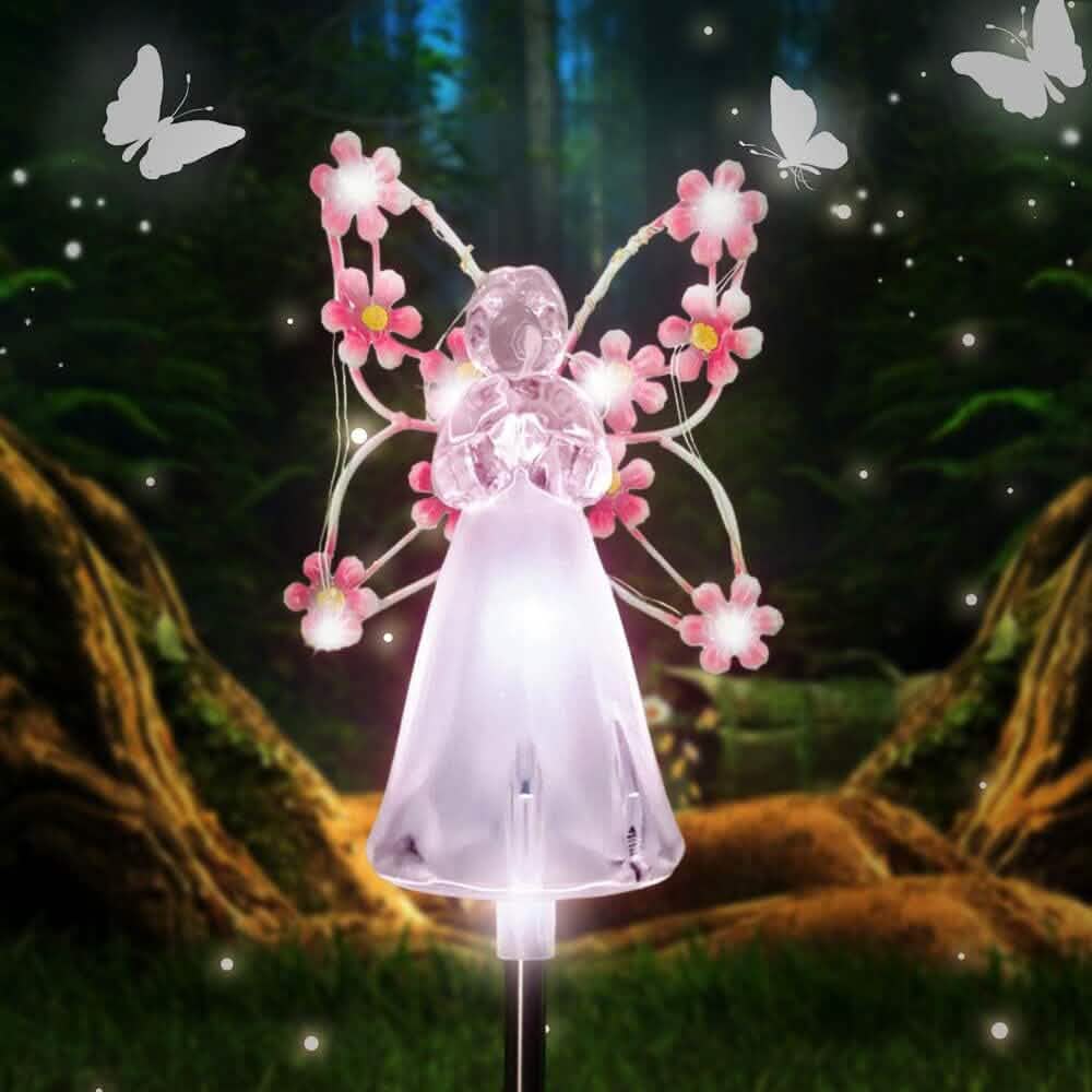 LED Solar Angel Garden Stake Lights Outdoor Lighting Pink - DailySale