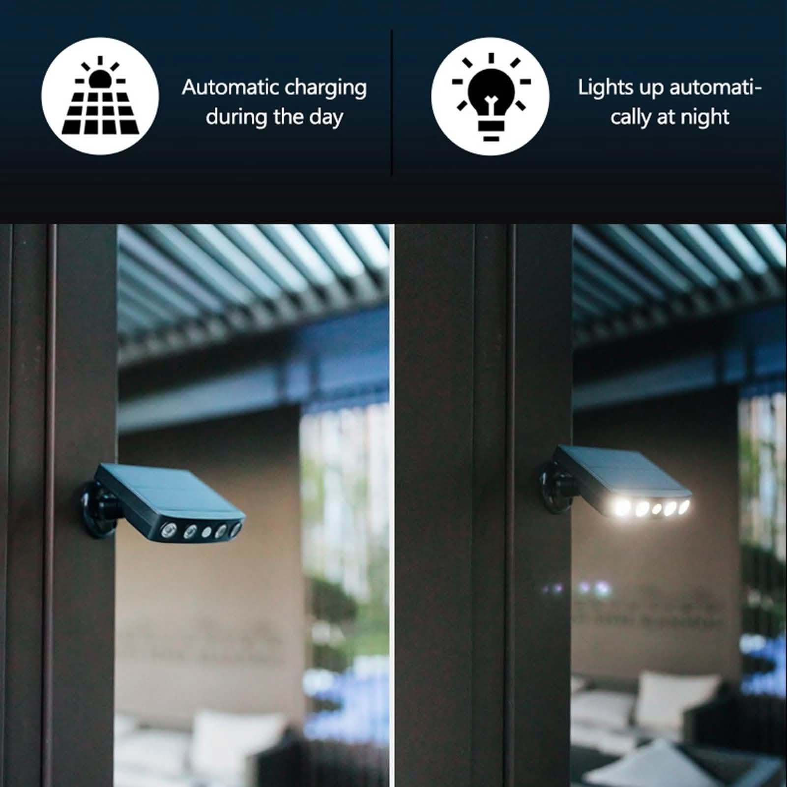 LED Solar Powered Wall Light Rotatable Waterproof Motion-Sensor Lights Outdoor Lighting - DailySale