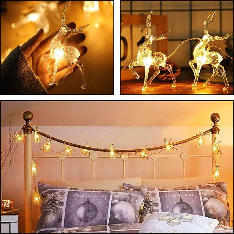 LED Warm White Christmas Lights Reindeer String Lights Holiday Decor & Apparel - DailySale