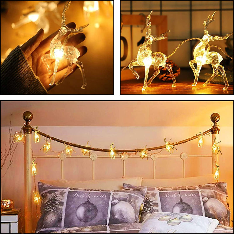 LED Warm White Christmas Lights Reindeer String Lights Holiday Decor & Apparel - DailySale