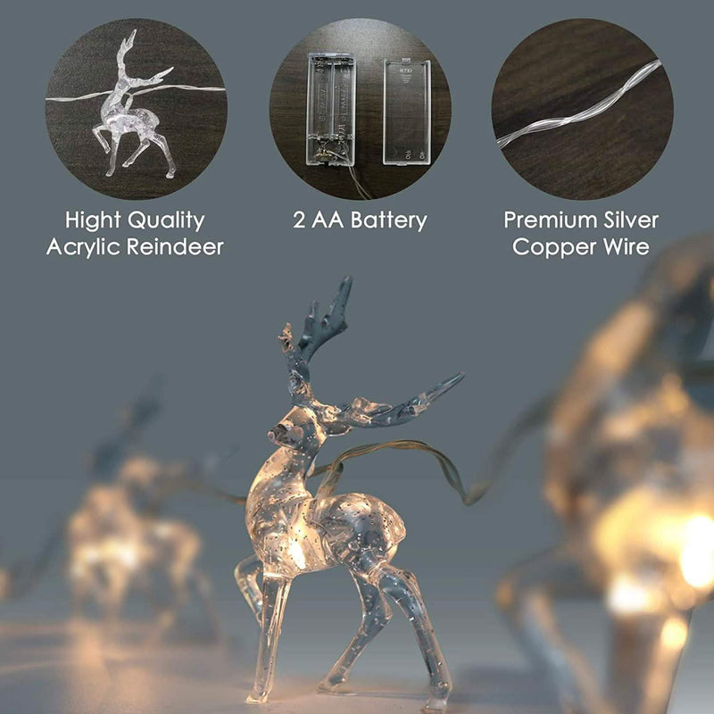 LED Warm White Christmas Lights Reindeer String Lights Holiday Decor & Apparel - DailySale