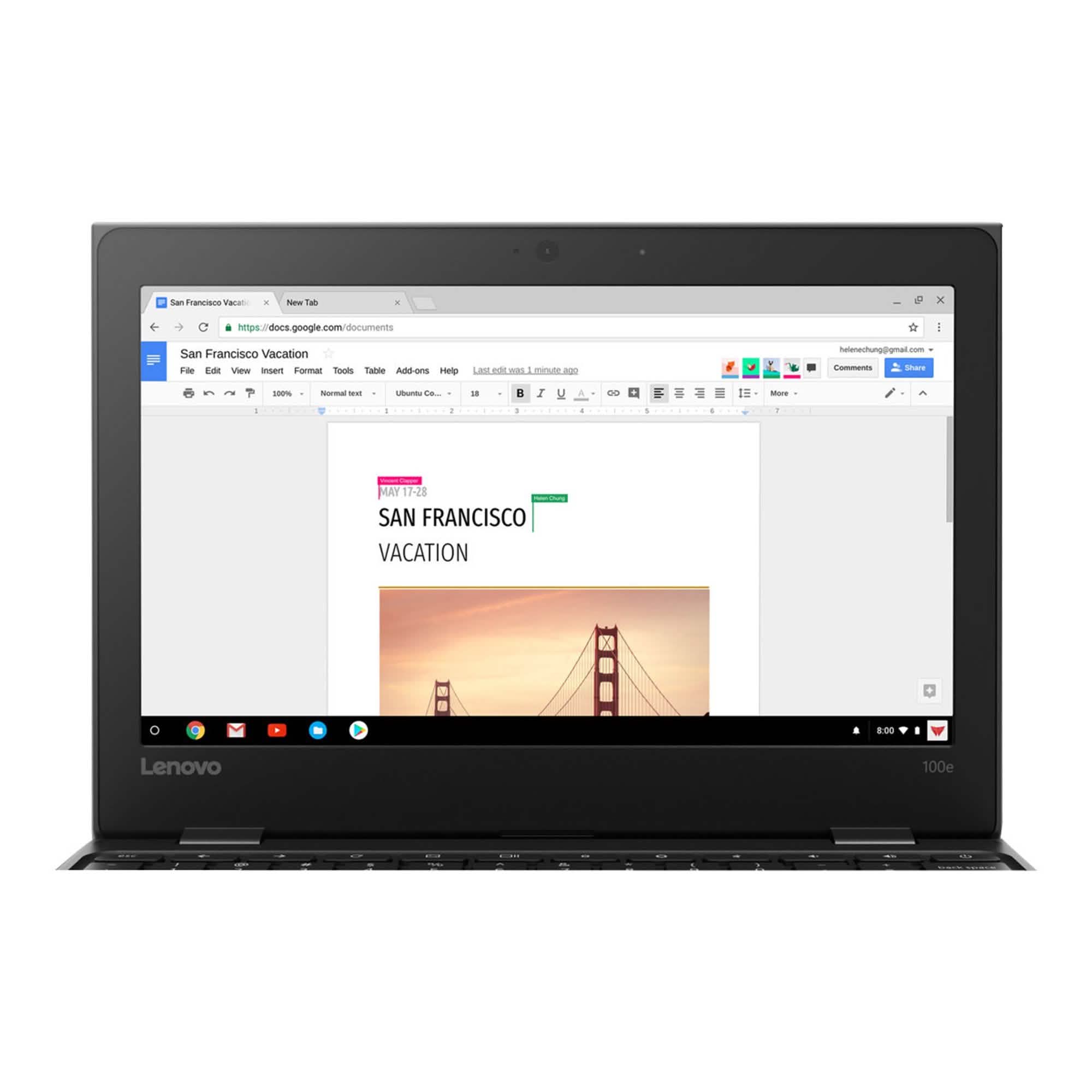 Lenovo 100e Chromebook (1st Gen) Celeron N3350 Chrome OS 4 GB RAM 32 GB eMMC Laptops - DailySale