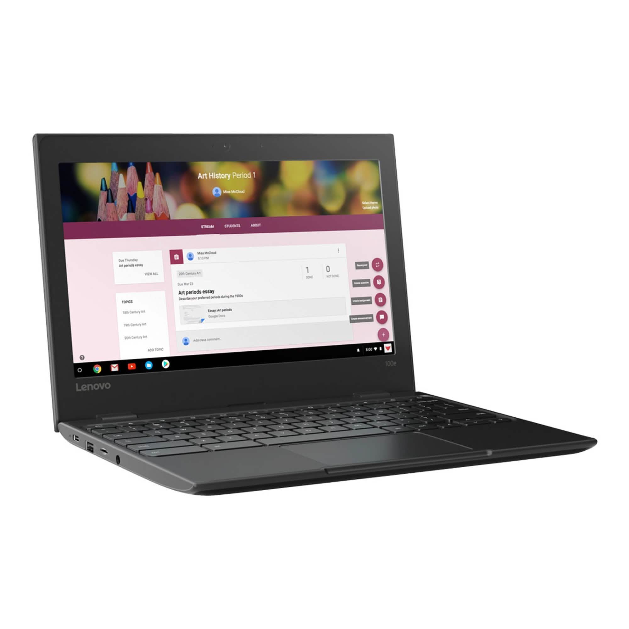 Lenovo 100e Chromebook (1st Gen) Celeron N3350 Chrome OS 4 GB RAM 32 GB eMMC Laptops - DailySale