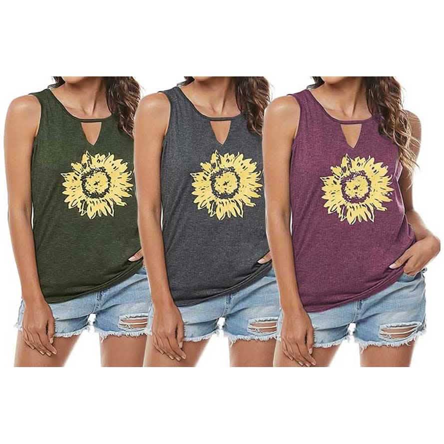 Leo Rosi Women Casual Sunflower Summer Tank Top Women's Tops - DailySale