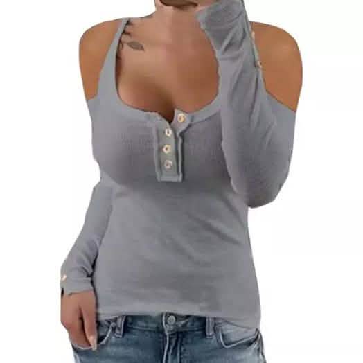 Leo Rosi Women's Cold Shoulder Sheila Top Women's Clothing Gray S - DailySale