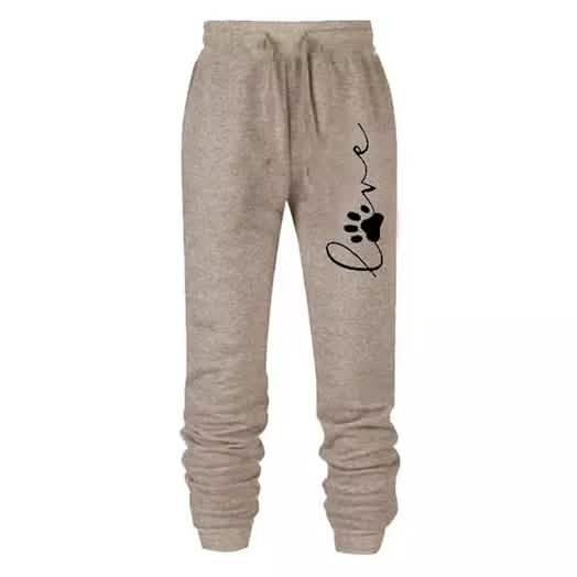 Leo Rosi Women’s Love Dog Paw Print Joggers Women's Bottoms Beige S - DailySale