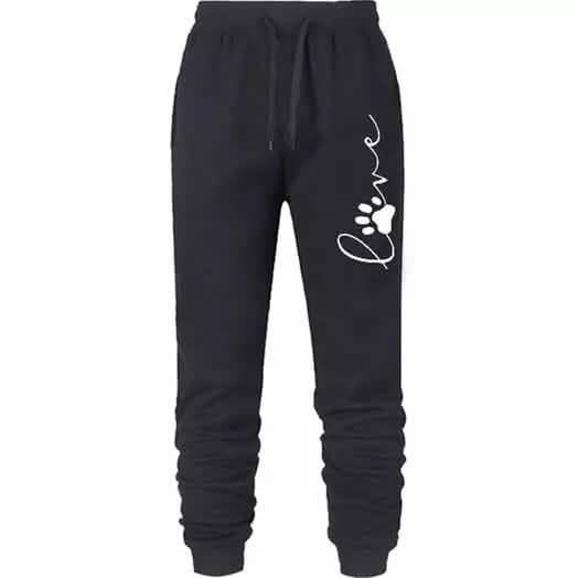 Leo Rosi Women’s Love Dog Paw Print Joggers Women's Bottoms Black S - DailySale