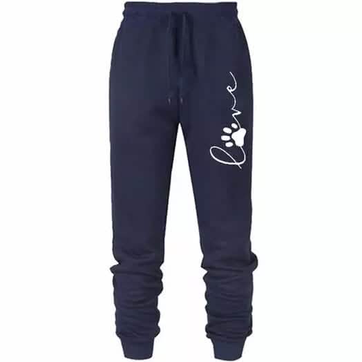 Leo Rosi Women’s Love Dog Paw Print Joggers Women's Bottoms Blue S - DailySale
