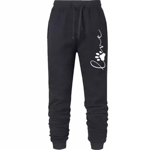 Leo Rosi Women’s Love Dog Paw Print Joggers Women's Bottoms Dark Gray S - DailySale