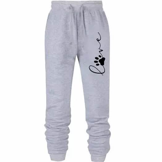 Leo Rosi Women’s Love Dog Paw Print Joggers Women's Bottoms Gray S - DailySale