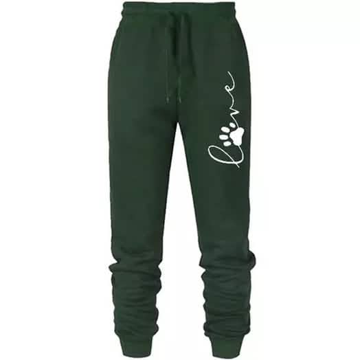 Leo Rosi Women’s Love Dog Paw Print Joggers Women's Bottoms Green S - DailySale