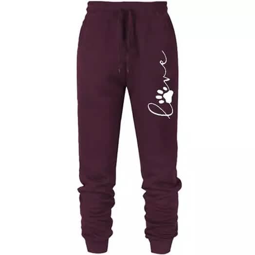 Leo Rosi Women’s Love Dog Paw Print Joggers Women's Bottoms Purple S - DailySale