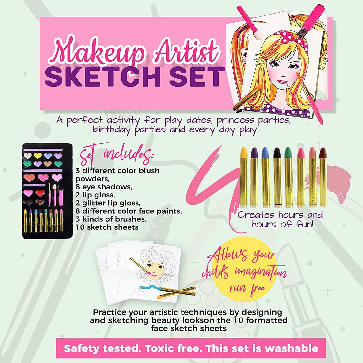 Lil Me Makeup Artist Sketch Set with 10 Design Sketch Sheets Toys & Games - DailySale