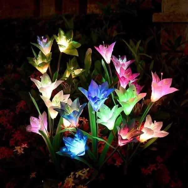 Lily Flower Multi-Color Changing LED Solar Powered Lights Outdoor Lighting - DailySale