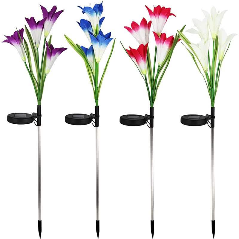 Lily Flower Multi-Color Changing LED Solar Powered Lights Outdoor Lighting - DailySale