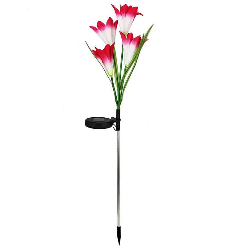 Lily Flower Multi-Color Changing LED Solar Powered Lights Outdoor Lighting Red - DailySale