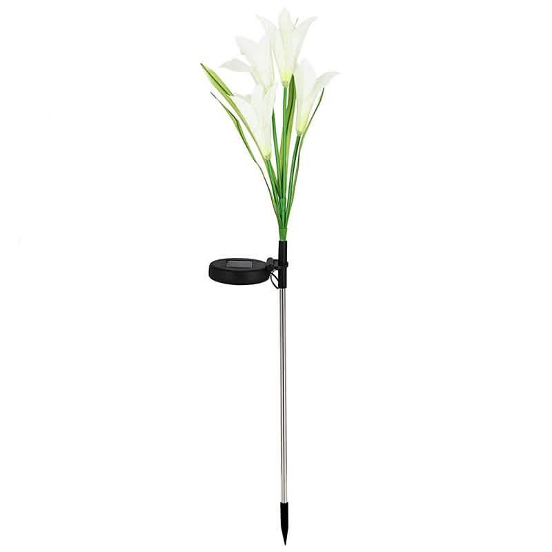 Lily Flower Multi-Color Changing LED Solar Powered Lights Outdoor Lighting White - DailySale