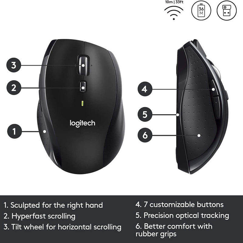 Logitech M705 Wireless Marathon Mouse (Refurbished) Computer Accessories - DailySale