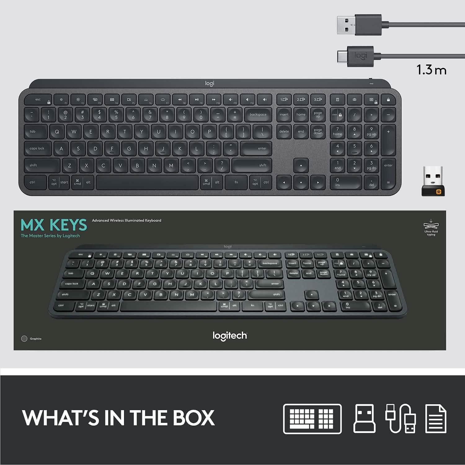 Logitech MX Keys Advanced Wireless Illuminated Keyboard Computer Accessories - DailySale