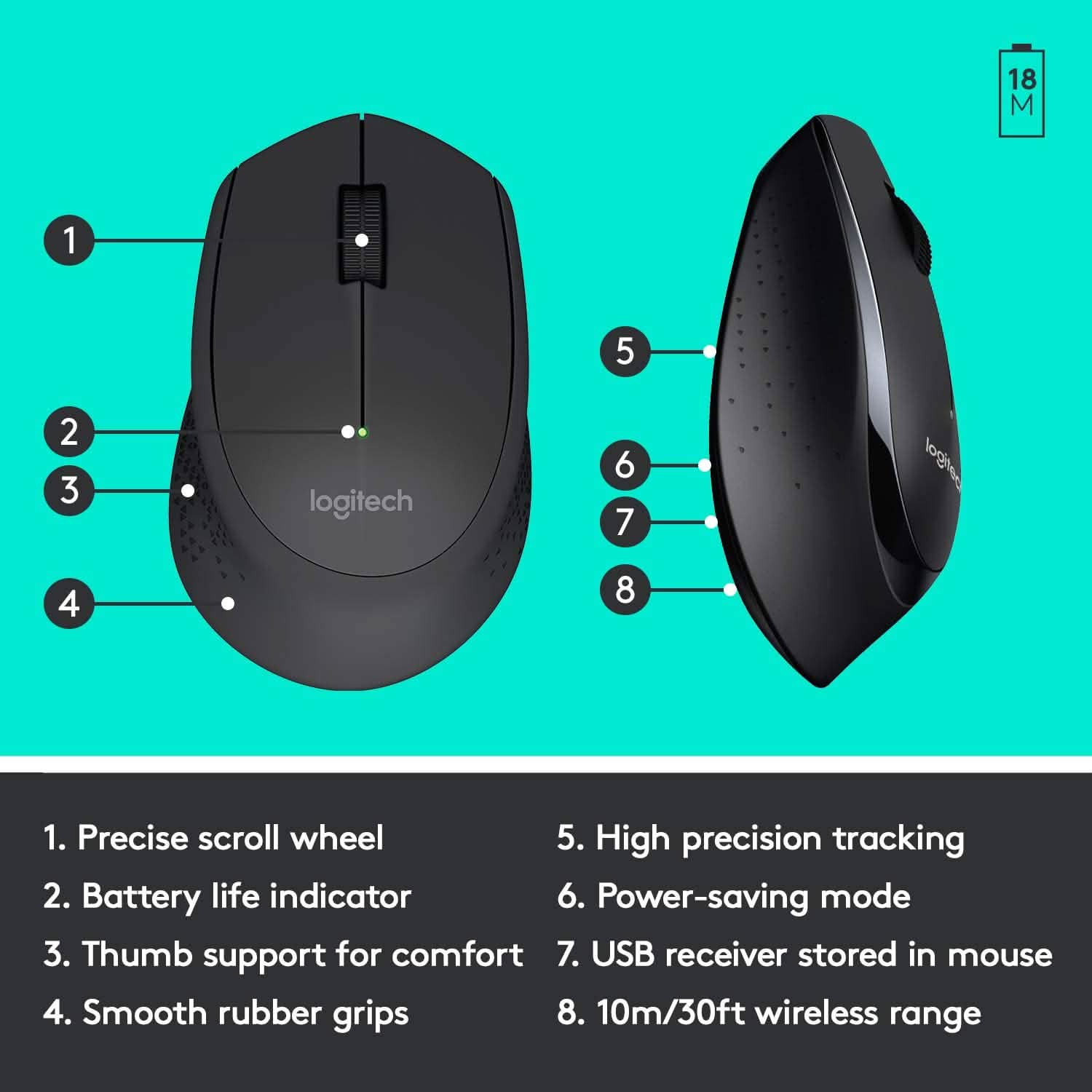 Logitech Wireless Combo Full-Sized Keyboard with Comfortable Right-Handed Mouse Computer Accessories - DailySale