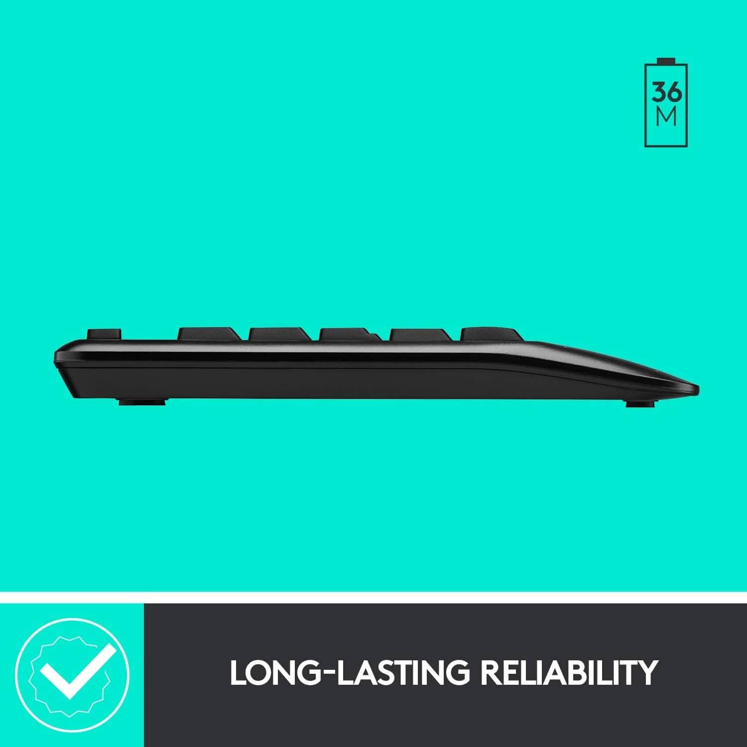Logitech Wireless Combo Full-Sized Keyboard with Comfortable Right-Handed Mouse Computer Accessories - DailySale