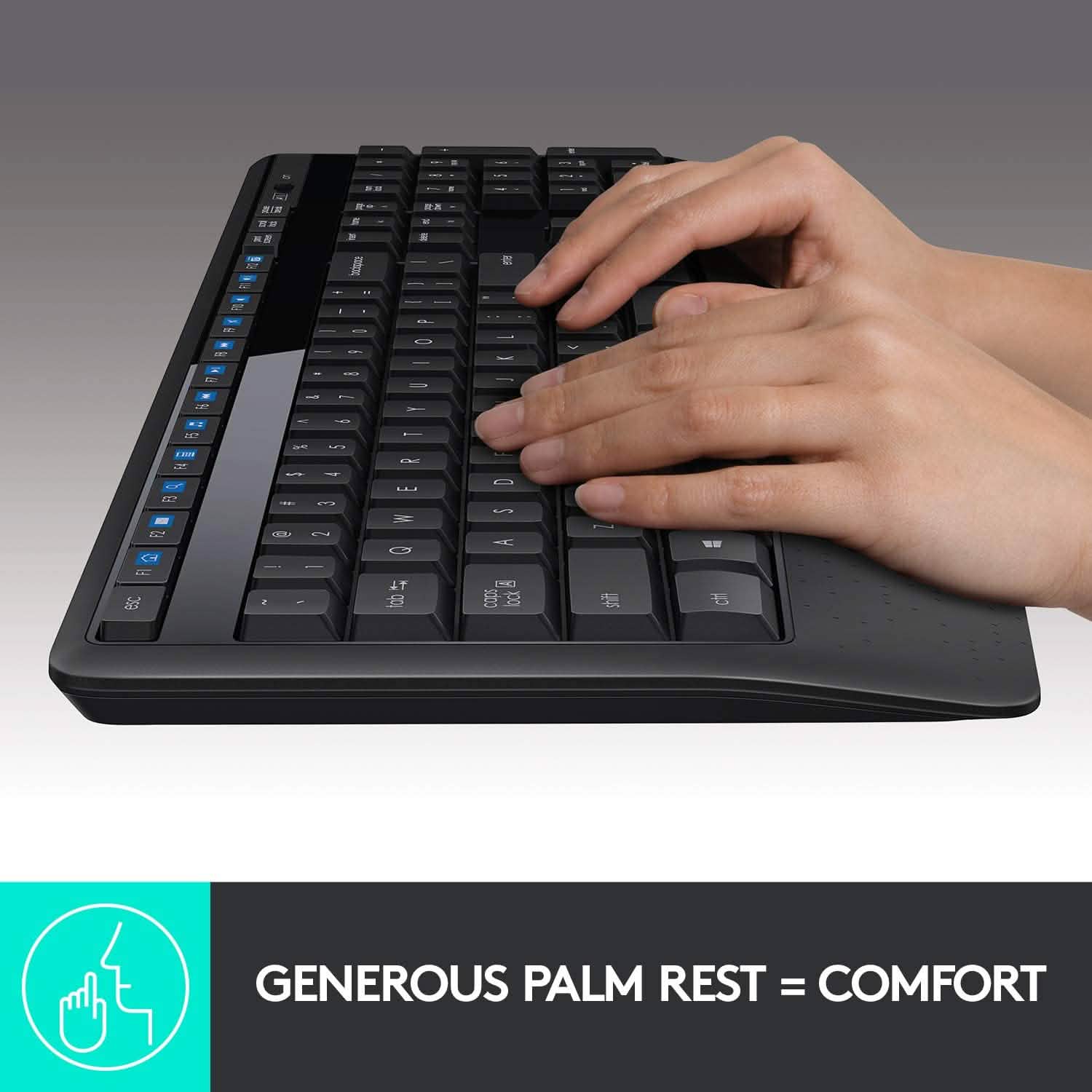Logitech Wireless Combo Full-Sized Keyboard with Comfortable Right-Handed Mouse Computer Accessories - DailySale