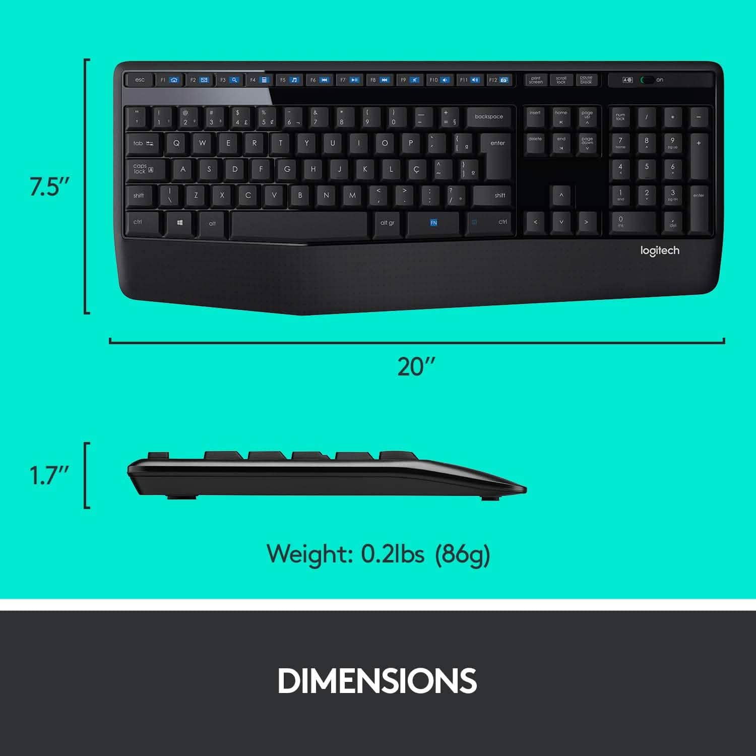 Logitech Wireless Combo Full-Sized Keyboard with Comfortable Right-Handed Mouse Computer Accessories - DailySale