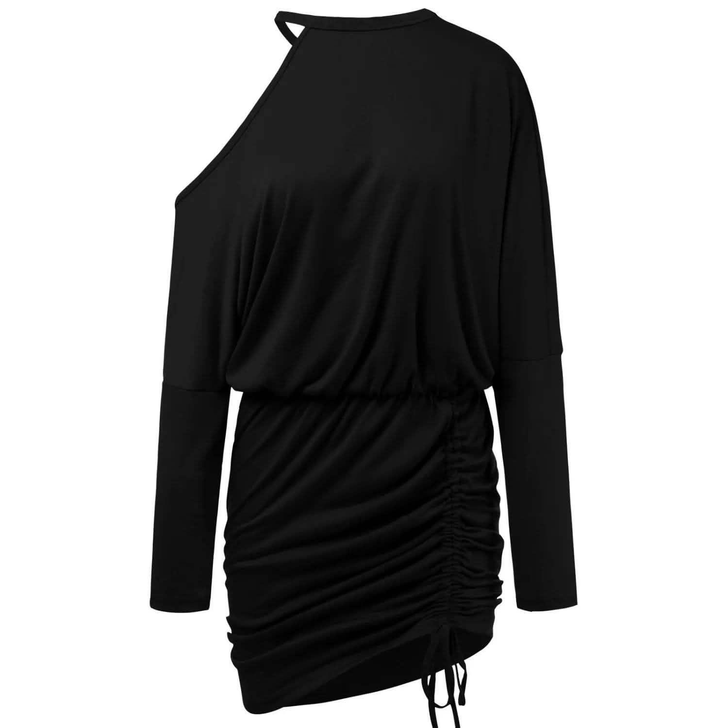 Long Sleeve Off Shoulder Sexy Loose Tie Dress Women's Clothing - DailySale