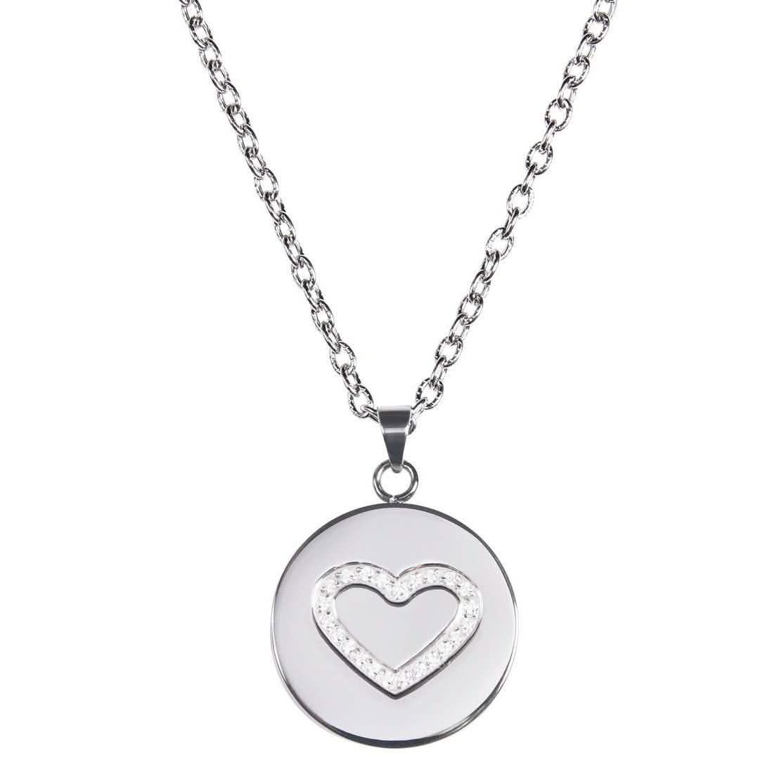 Love, Faith, & Survival Cubic Zirconia Disc Necklace Necklaces Heart - DailySale