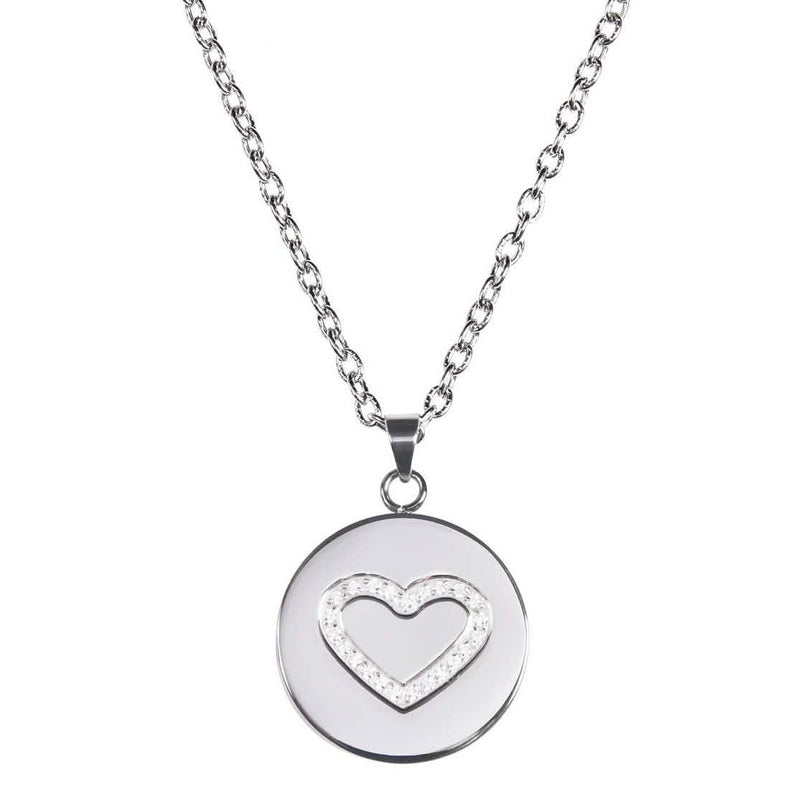 Love, Faith, & Survival Cubic Zirconia Disc Necklace Necklaces Heart - DailySale