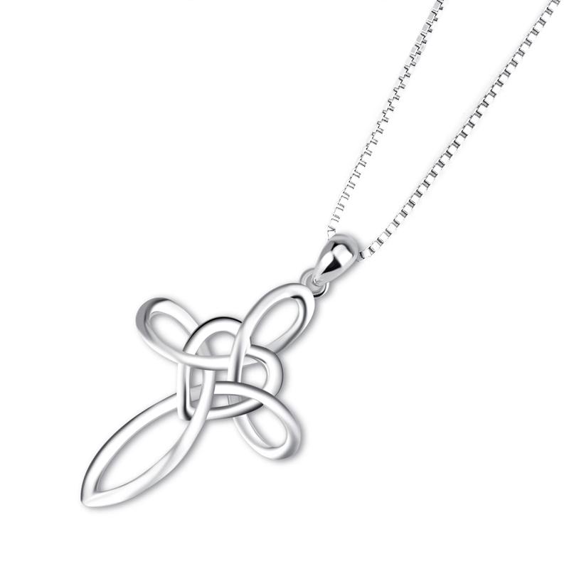 Lovely Sterling Silver Cross Pendant Necklace Jewelry - DailySale