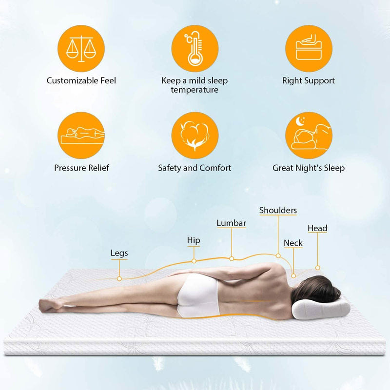 LSOFT Mattress Pad Gel Infused Memory Foam Mattress Topper 4 Corner Elastic Anchor Band Washable Bed Cover Bedding - DailySale