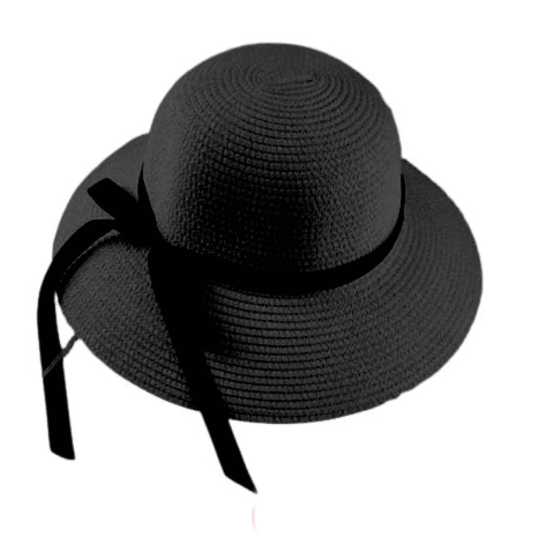 Lulu & Lilo Women's Sun Hat With Bowtie Ribbon Collection Women's Shoes & Accessories Black with Thin Bow - DailySale