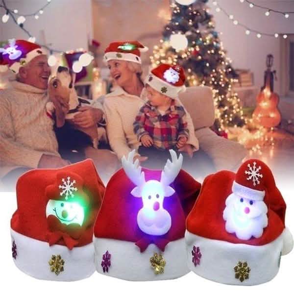 Luminous Christmas Hat Glowing Santa Claus, Snowman, Deer Christmas Hat Holiday Decor & Apparel - DailySale