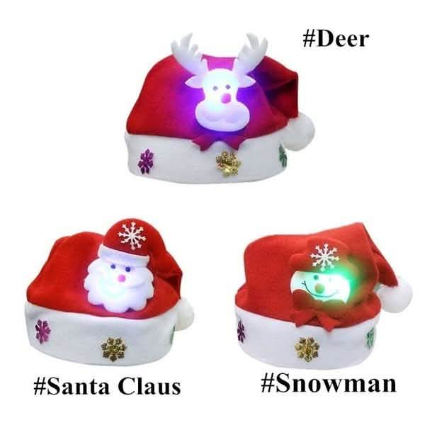 Luminous Christmas Hat Glowing Santa Claus, Snowman, Deer Christmas Hat Holiday Decor & Apparel - DailySale