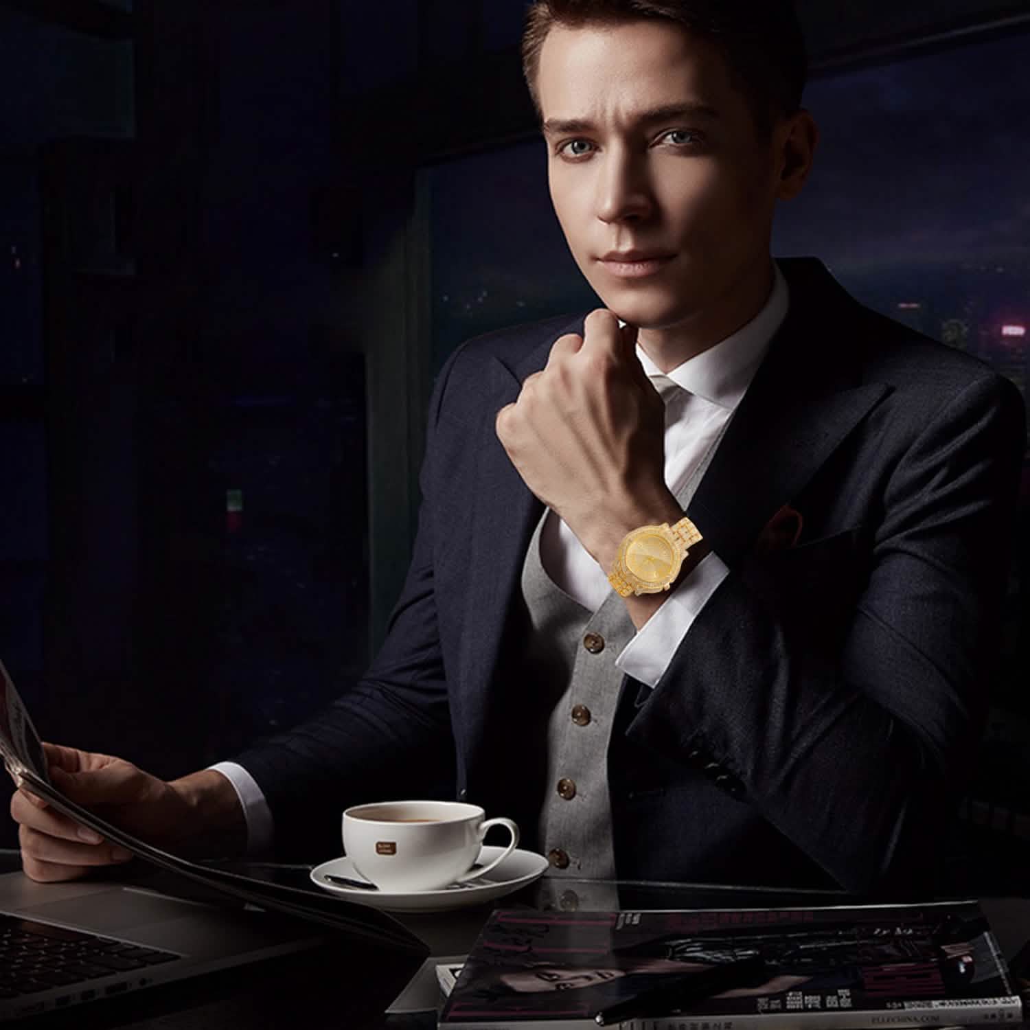 Luxury Crystal Rhinestone Quartz Watch Men's Shoes & Accessories - DailySale