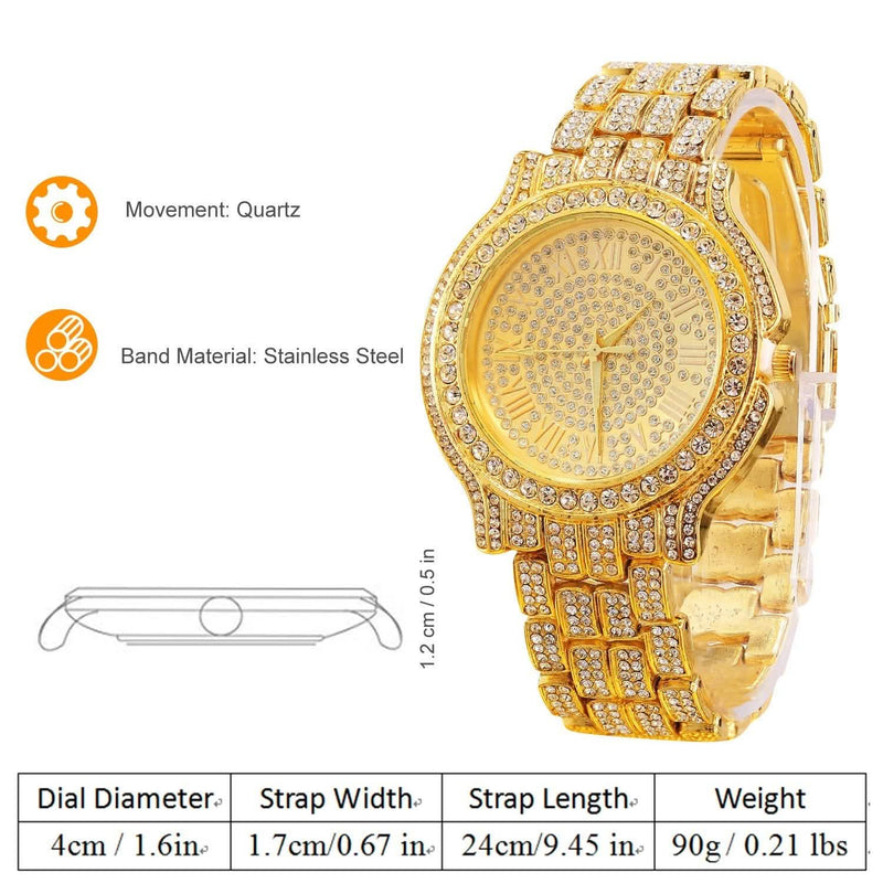 Luxury Crystal Rhinestone Quartz Watch Men's Shoes & Accessories - DailySale