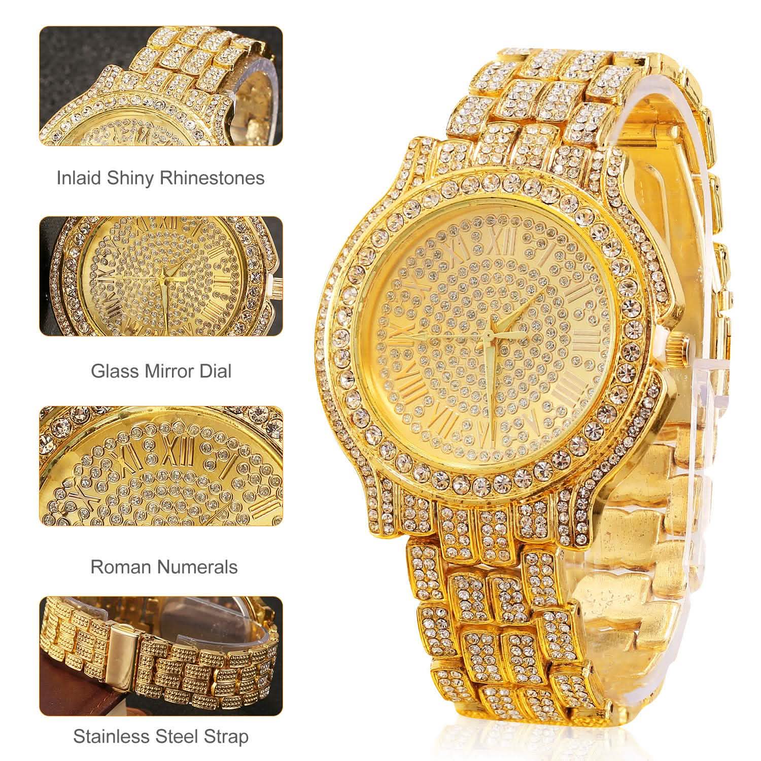 Luxury Crystal Rhinestone Quartz Watch Men's Shoes & Accessories - DailySale