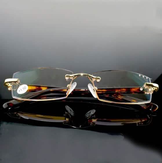 Luxury Men Diamond Glasses resting on a reflecting table