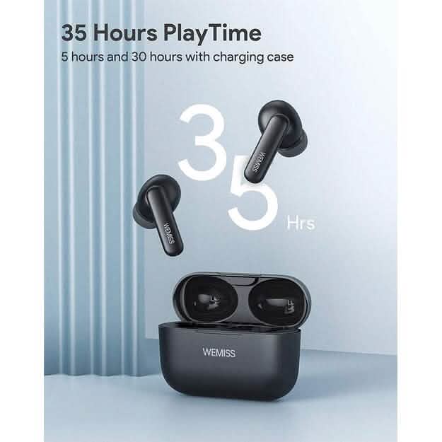 LY-E1 True Wireless Earbuds with headline showing 35 hours of play time