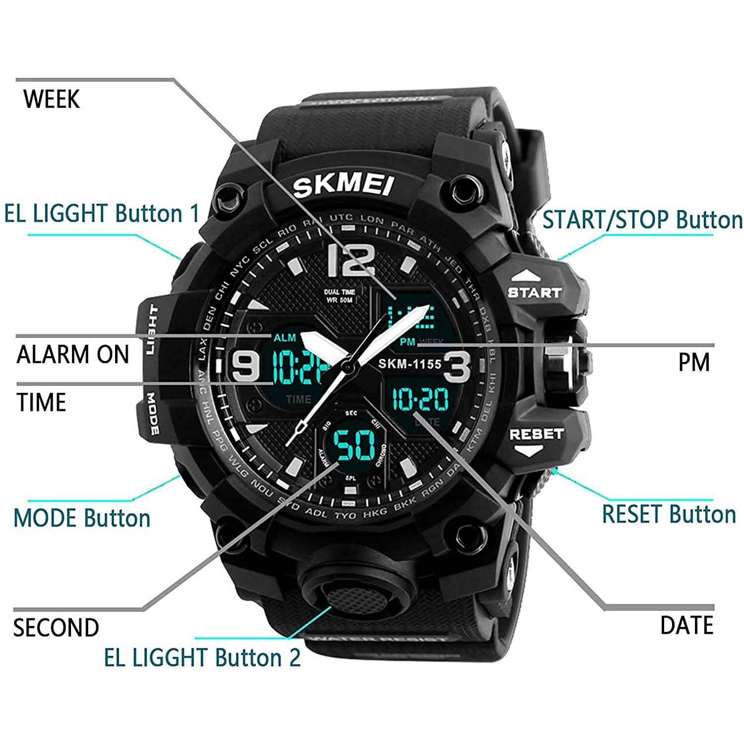 LYMFHCH Large Dual Dial Time Outdoor Army Wrist Watch Tactical Men's Shoes & Accessories - DailySale