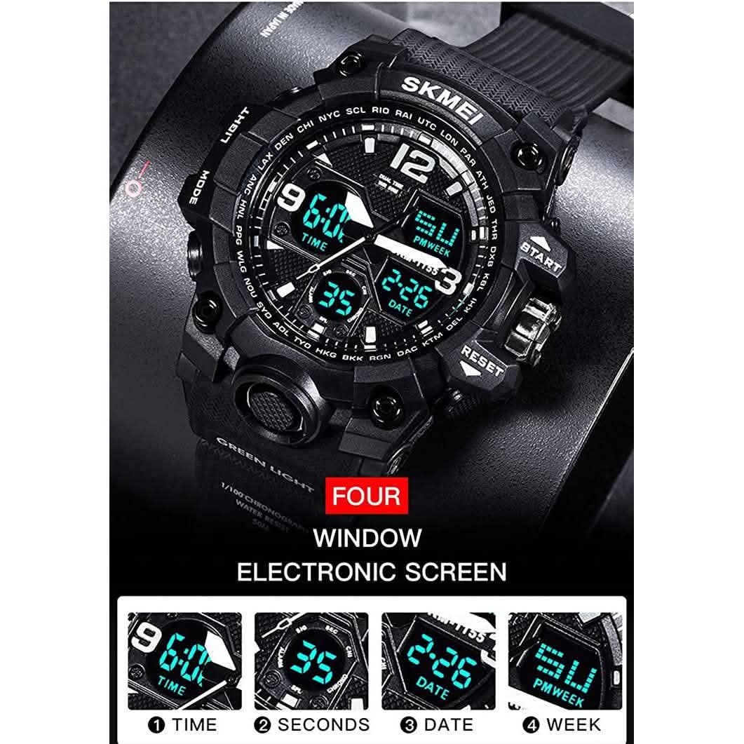 LYMFHCH Large Dual Dial Time Outdoor Army Wrist Watch Tactical Men's Shoes & Accessories - DailySale