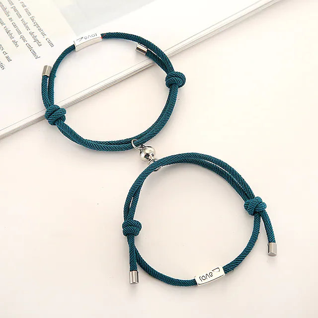 Magnetic Adjustable Simple Rope Couple Bracelet Bracelets Navy Blue - DailySale