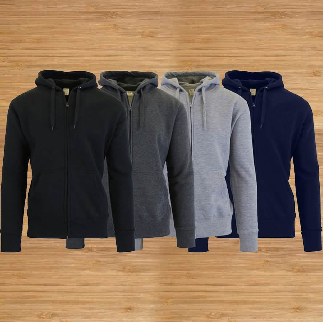 3-Pack Men's Slim-Fit Fleece-Lined Zip Hoodie - DailySale, Inc