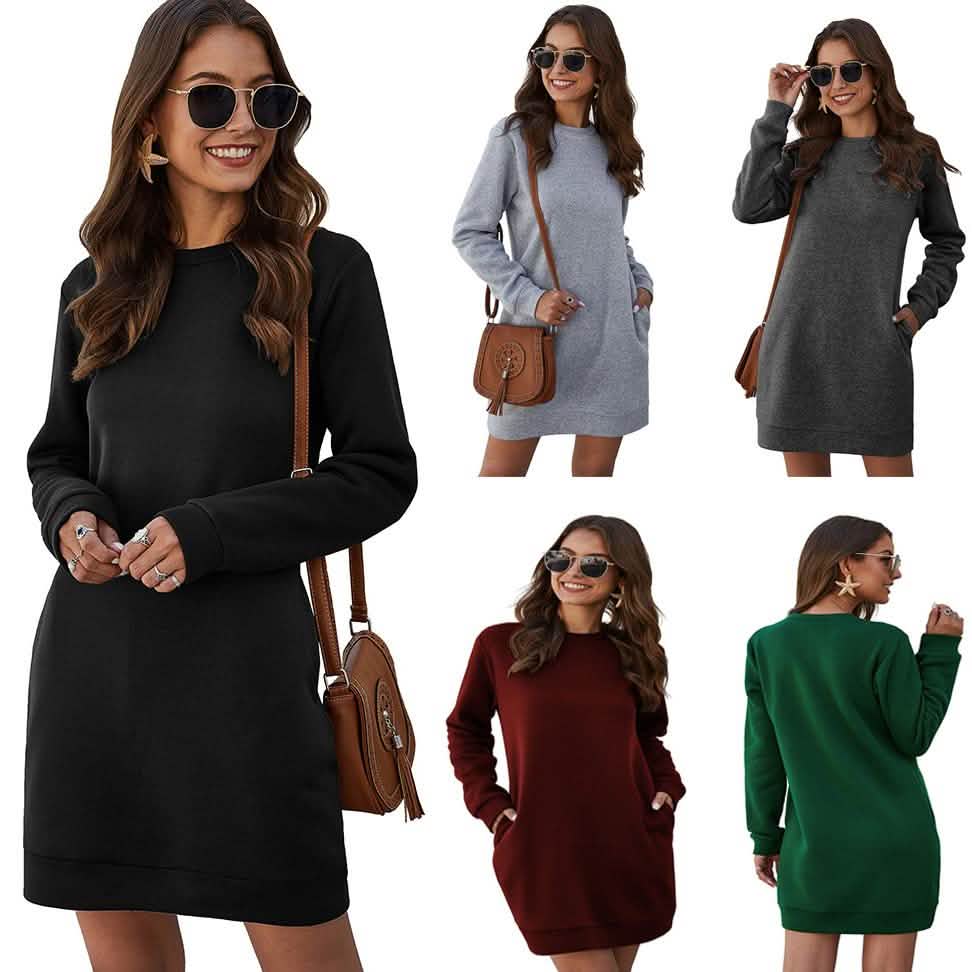Marble Knit Mini Sweatshirt Dress, Gray / L
